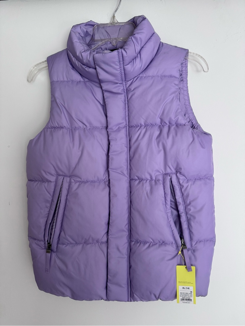 Girls Lavender Puffer Vest - Sleeveless Quilted Jacket